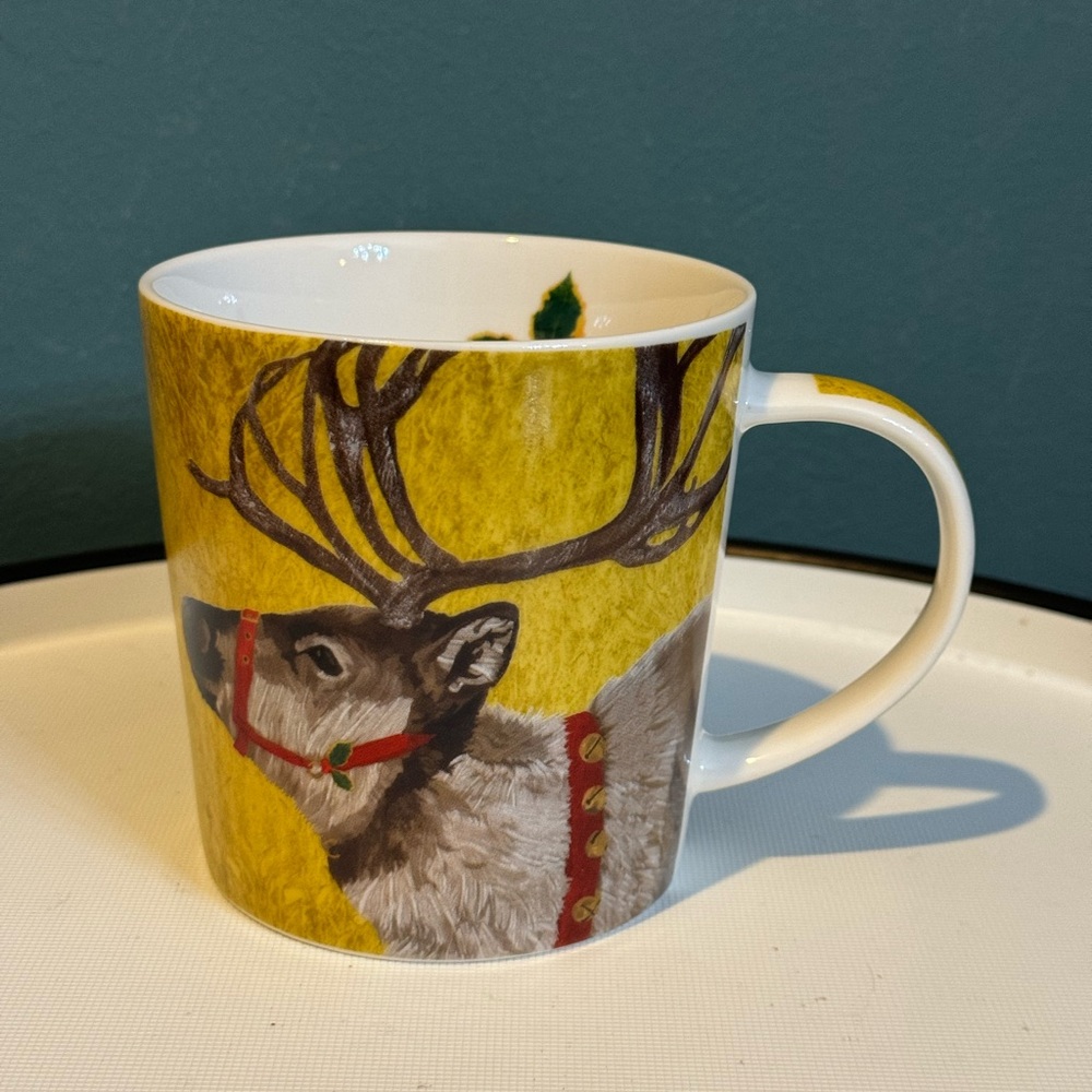 Paperproducts Design PPD Two Can Art Yuletide Reindeer Caribou Gold Mug